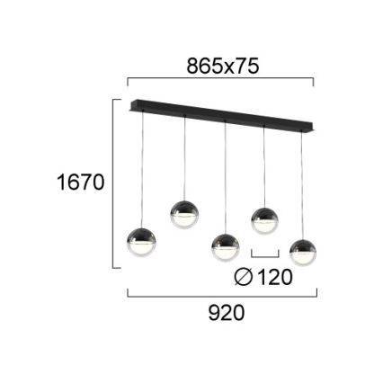 Suspension LED sur câble ZIREA, 30W, 230V, noire
