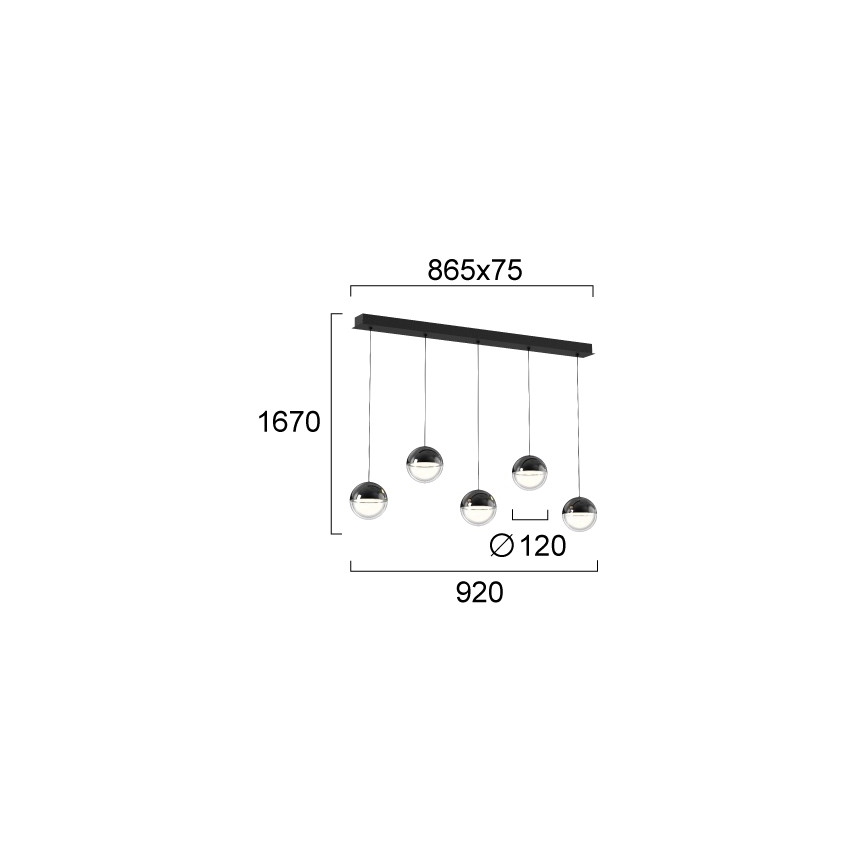 Suspension LED sur câble ZIREA, 30W, 230V, noire