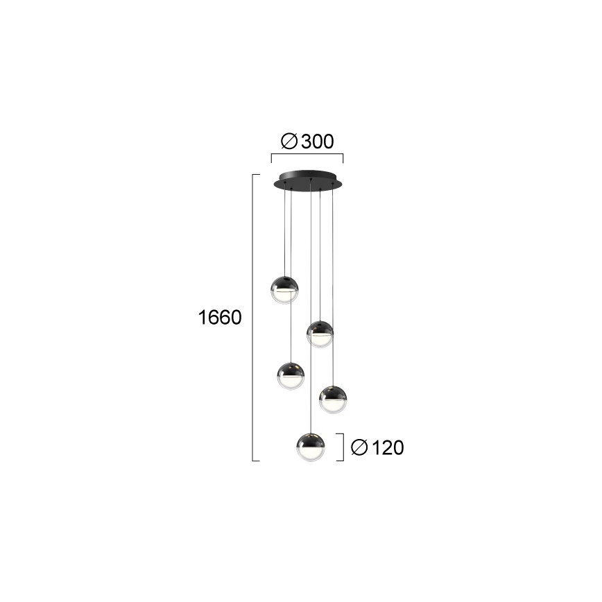 Suspension LED sur câble ZIREA LED/30W/230V noir