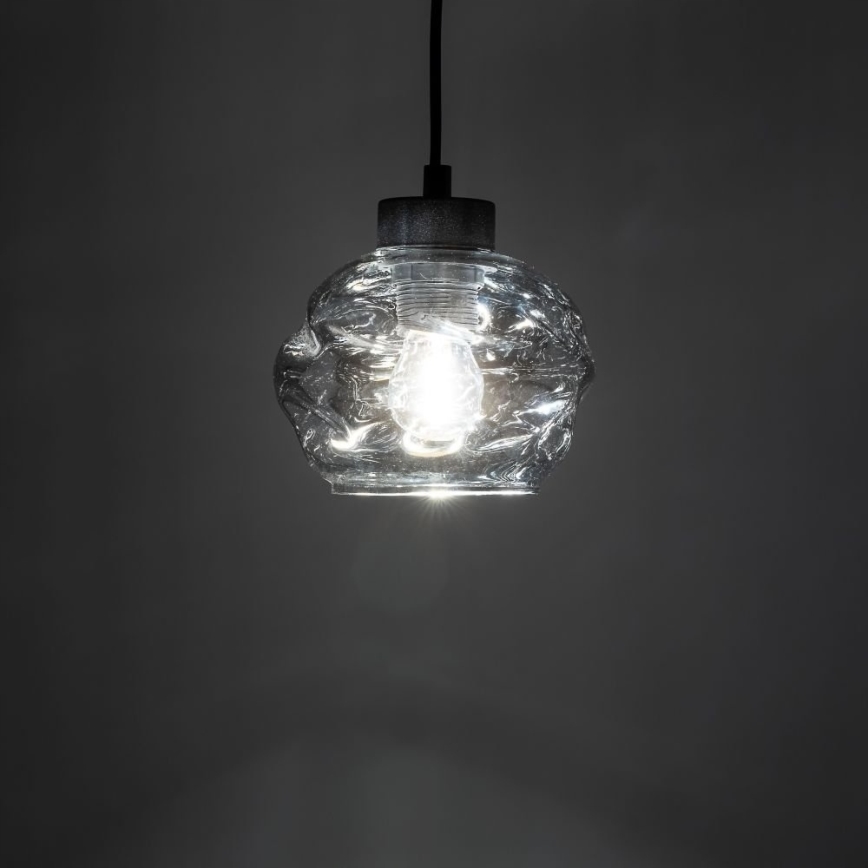 Suspension LED sur câble ZULIA 1xE27/15W/230V noir/noir fumé