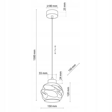 Suspension LED sur câble ZULIA 1xE27/15W/230V noir/noir fumé
