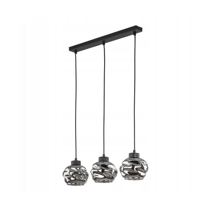 Suspension LED sur câble ZULIA 3x E27/15W/230V noir/noir fumé