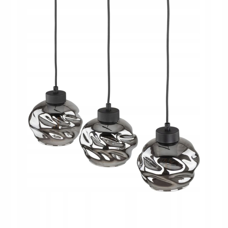 Suspension LED sur câble ZULIA 3x E27/15W/230V noir/noir fumé