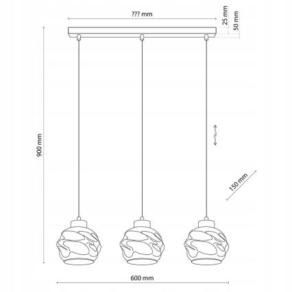 Suspension LED sur câble ZULIA 3x E27/15W/230V noir/noir fumé