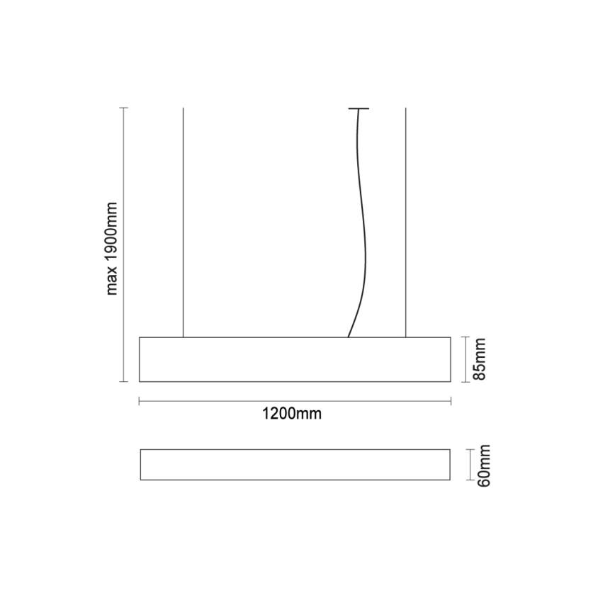 Suspension LED suspendue par câble 55W/230V 3000/4000/6500K 120 cm noire