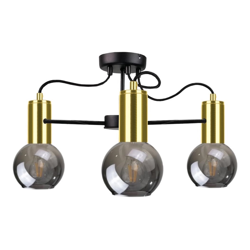 Suspension LIVA 3xE27/60W/230V noir/or