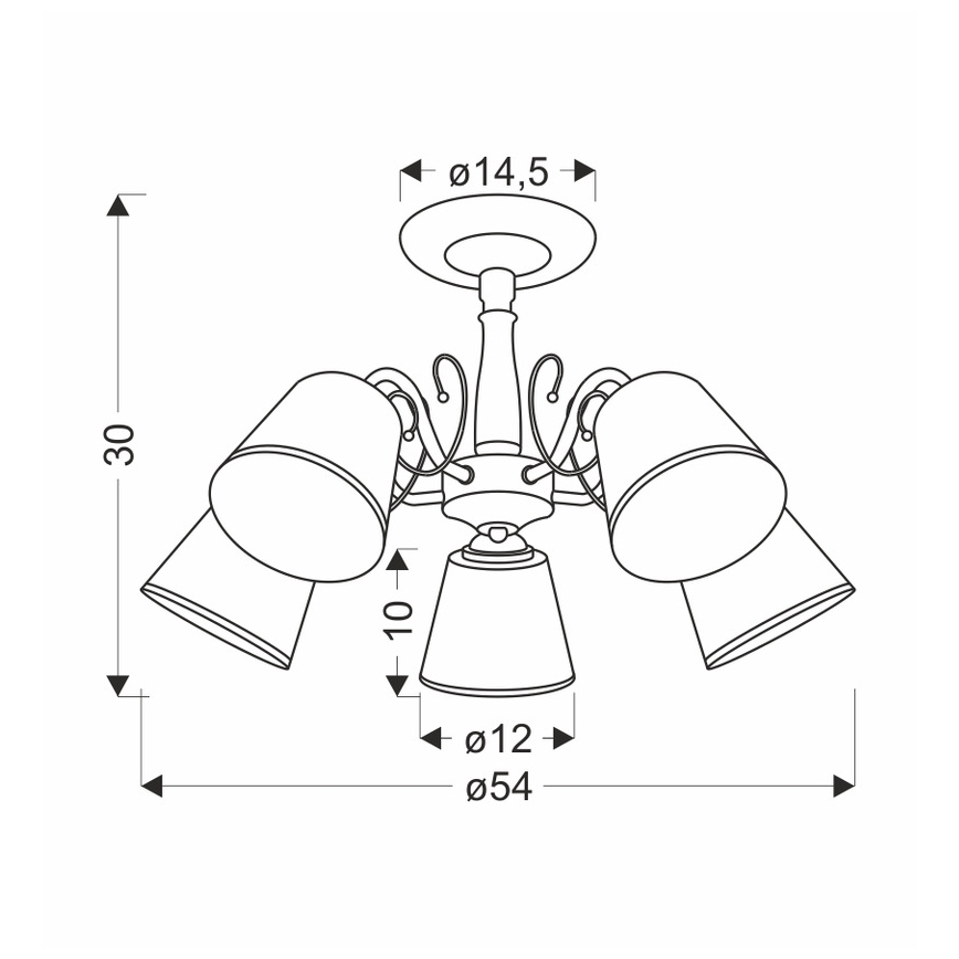 Suspension LOSANNA 5xE14/40W/230V en laiton