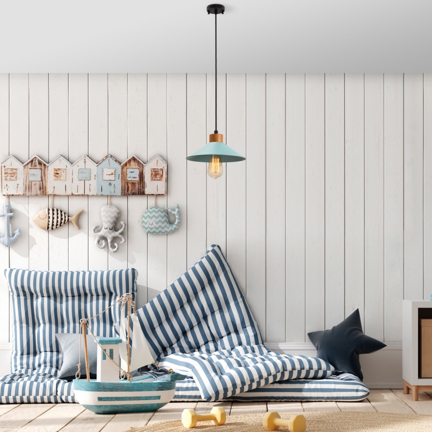Suspension MANAVGAT 1xE27/40W/230V bleue/marron