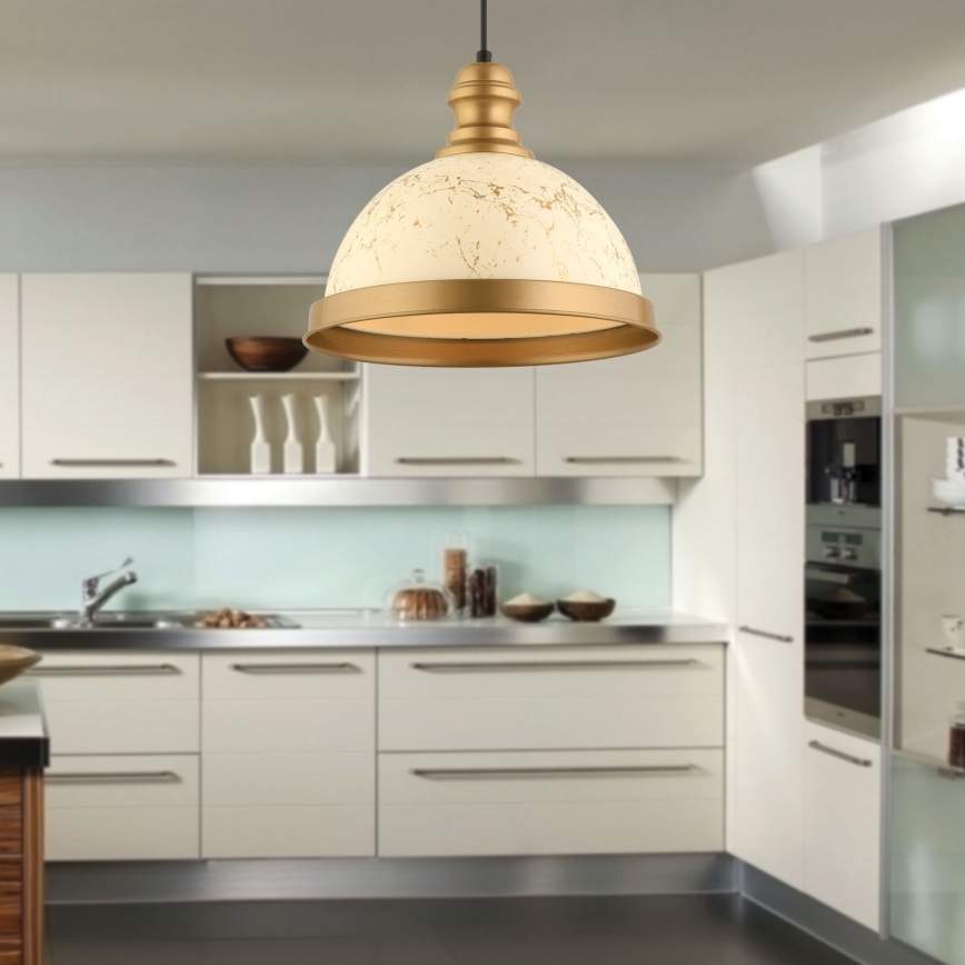 Suspension MONZA 1xE27/40W/230V diamètre 29 cm crème/bronze
