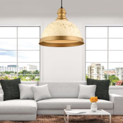 Suspension MONZA 1xE27/40W/230V diamètre 29 cm crème/bronze