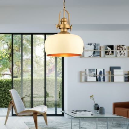 Suspension MONZA 1xE27/40W/230V, diamètre 30 cm, crème/bronze