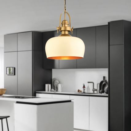 Suspension MONZA 1xE27/40W/230V, diamètre 30 cm, crème/bronze