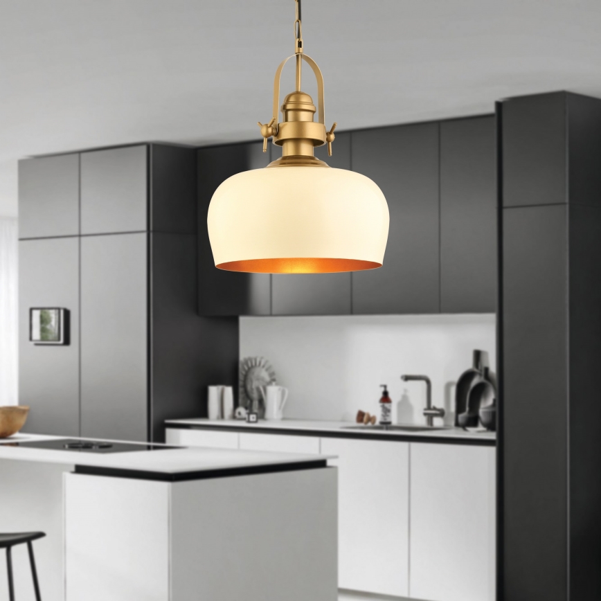 Suspension MONZA 1xE27/40W/230V, diamètre 30 cm, crème/bronze