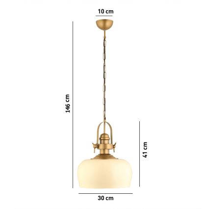 Suspension MONZA 1xE27/40W/230V, diamètre 30 cm, crème/bronze