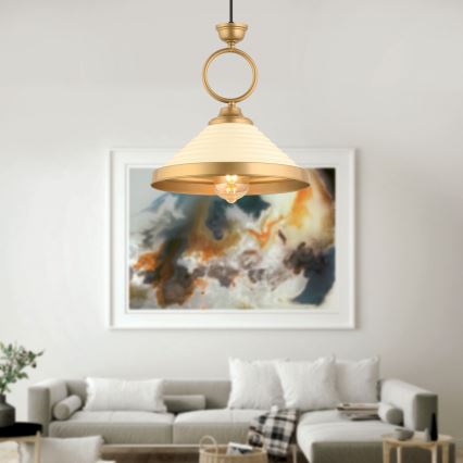 Suspension MONZA 1xE27/40W/230V diamètre 30 cm crème/bronzé