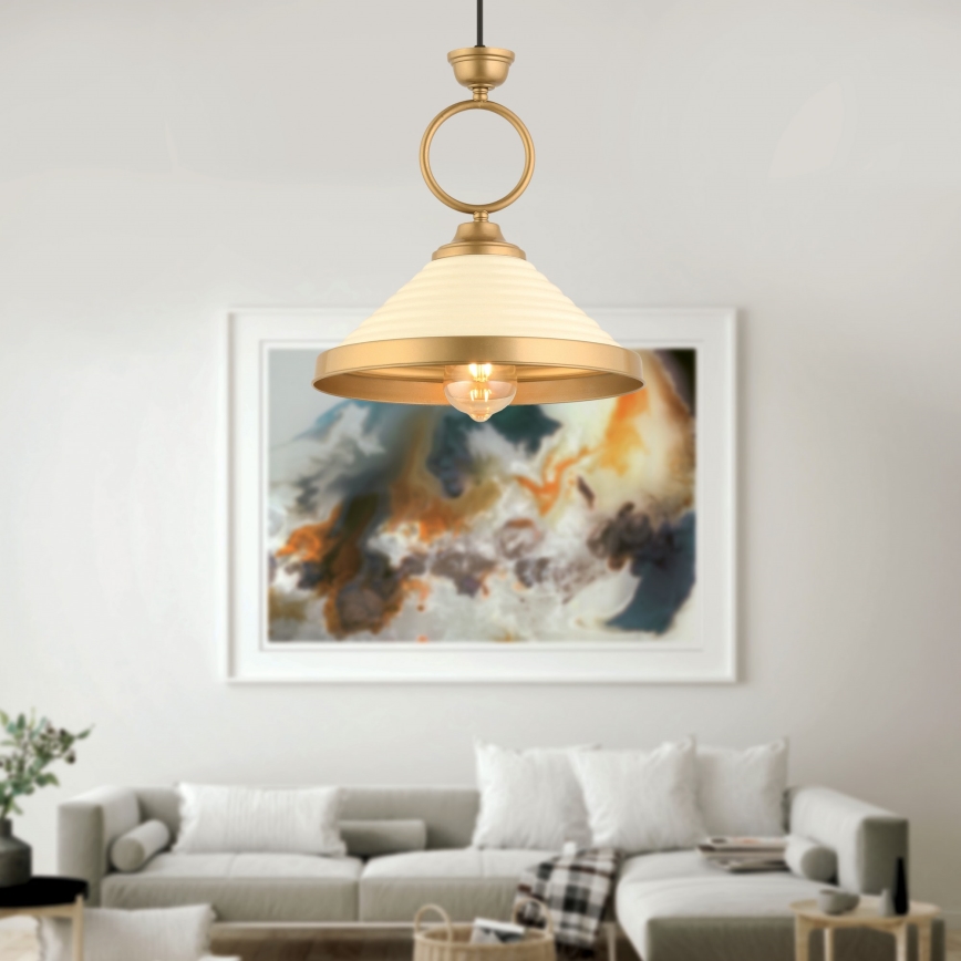 Suspension MONZA 1xE27/40W/230V diamètre 30 cm crème/bronzé