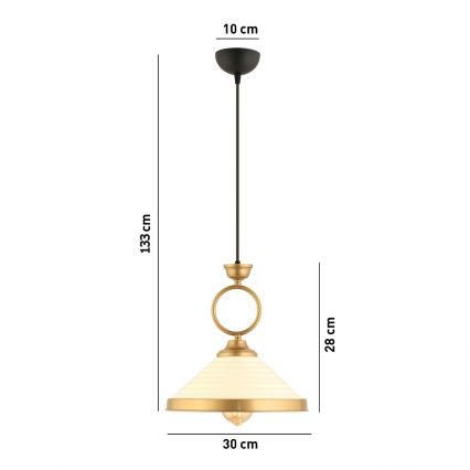 Suspension MONZA 1xE27/40W/230V diamètre 30 cm crème/bronzé