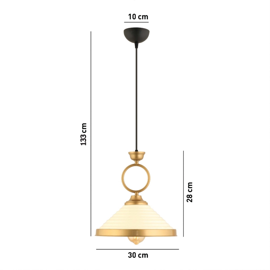 Suspension MONZA 1xE27/40W/230V diamètre 30 cm crème/bronzé