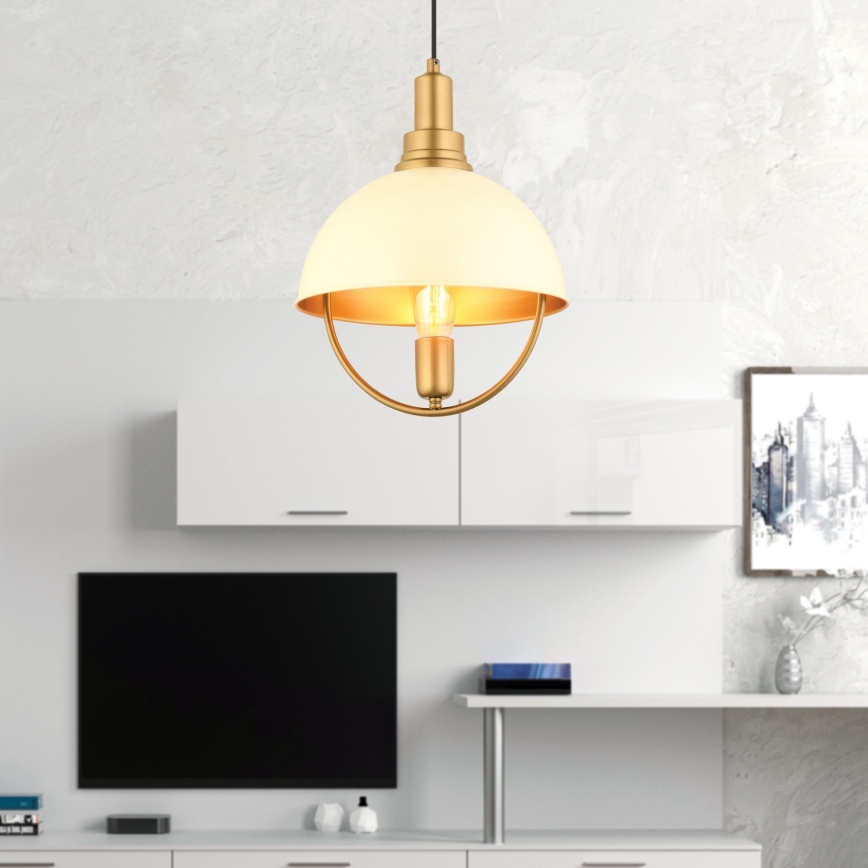 Suspension MONZA 1xE27/40W/230V diamètre 30 cm crème/or