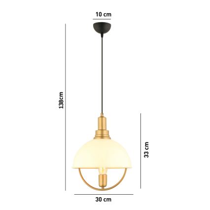 Suspension MONZA 1xE27/40W/230V diamètre 30 cm crème/or