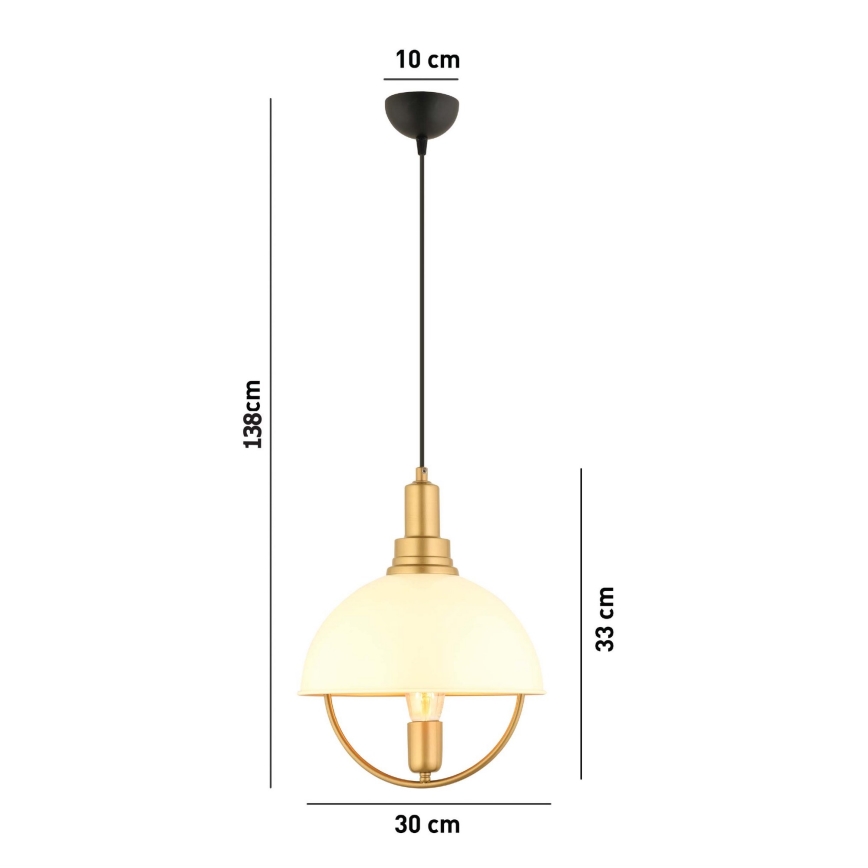 Suspension MONZA 1xE27/40W/230V diamètre 30 cm crème/or