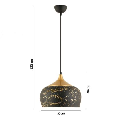Suspension MONZA 1xE27/40W/230V, diamètre 30 cm, noir/bronze