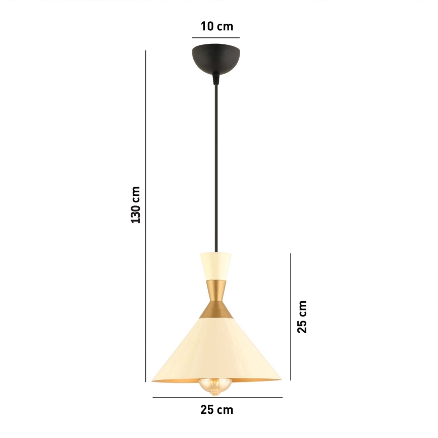 Suspension MONZA 1xE27/40W/230V Ø 25 cm crème/or