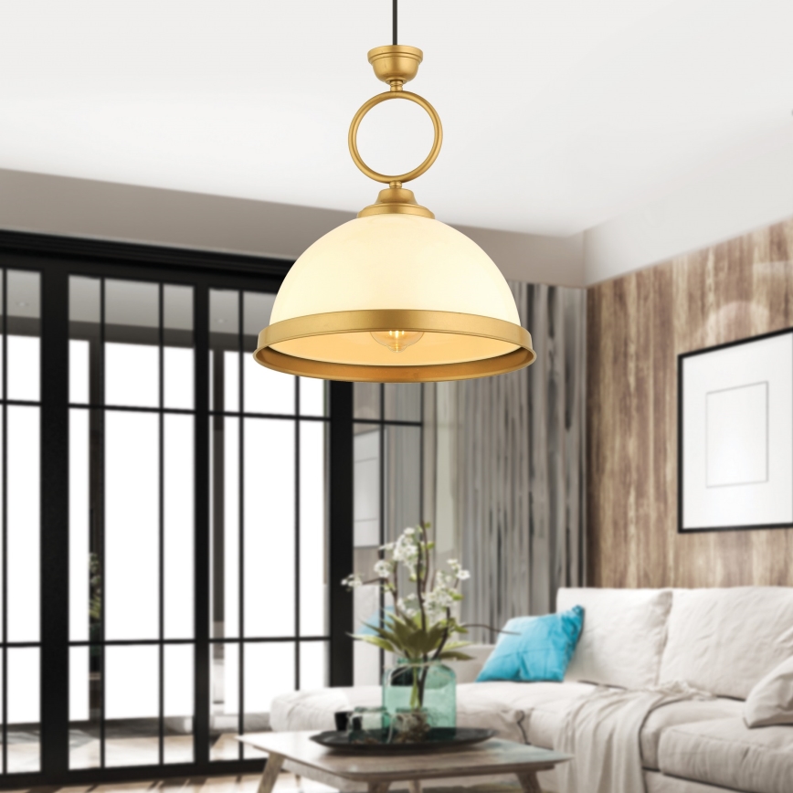 Suspension MONZA 1xE27/40W/230V Ø 26 cm crème/bronze