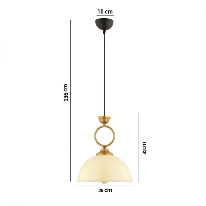 Suspension MONZA 1xE27/40W/230V Ø 26 cm crème/bronze