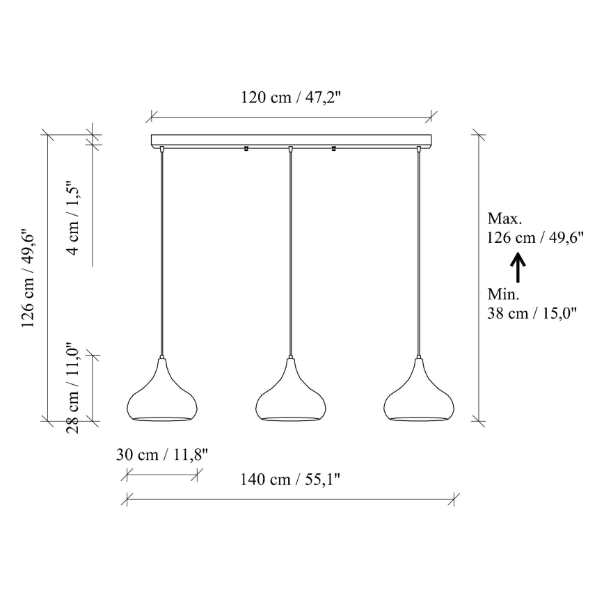 Suspension MUBA 3xE27/40W/230V noir