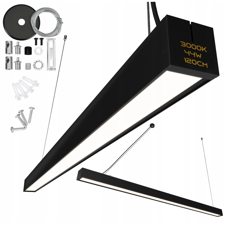 Suspension/plafonnier LED 44W/230V 3000K 120 cm noir
