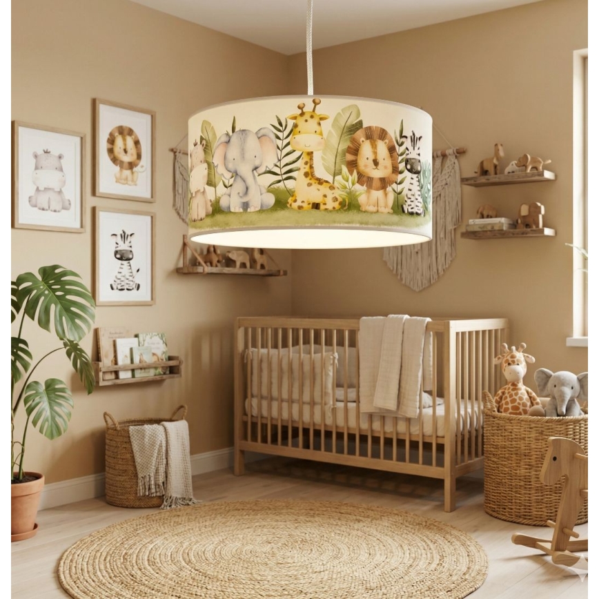 Suspension pour chambre d'enfant KIDS ROOM 1xE27/60W/230V Ø 40 cm, motif jungle