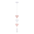 Suspension pour enfant à câble HEART 1xE27/20W/230V rose/blanc