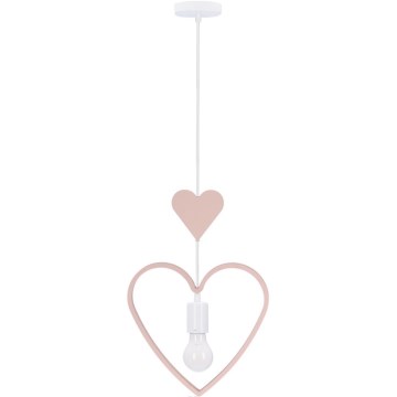 Suspension pour enfant HEART 1xE27/20W/230V rose/blanc