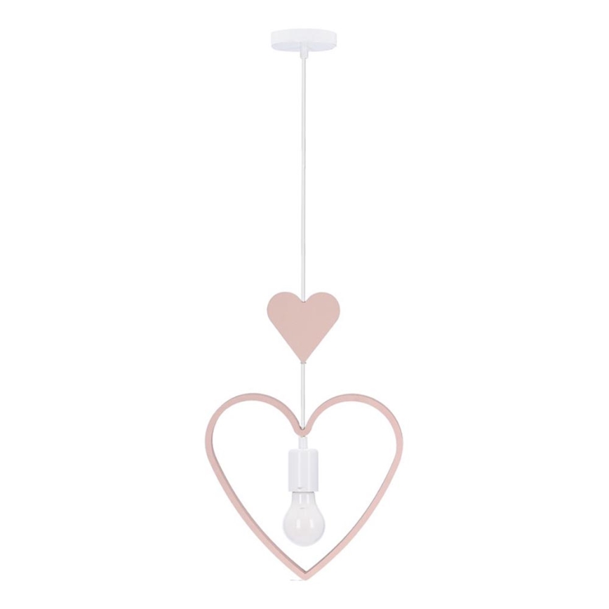 Suspension pour enfant HEART 1xE27/20W/230V rose/blanc