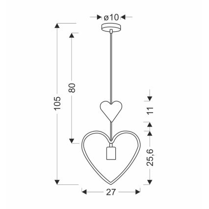 Suspension pour enfant HEART 1xE27/20W/230V rose/blanc