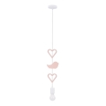Suspension pour enfant HEART sur câble 1xE27/20W/230V, rose/blanc
