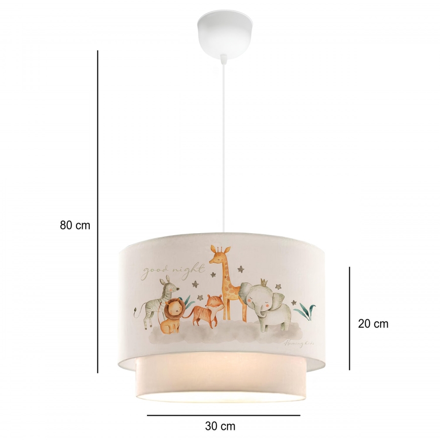 Suspension pour enfants CANDY 1xE27/40W/230V blanc/marron