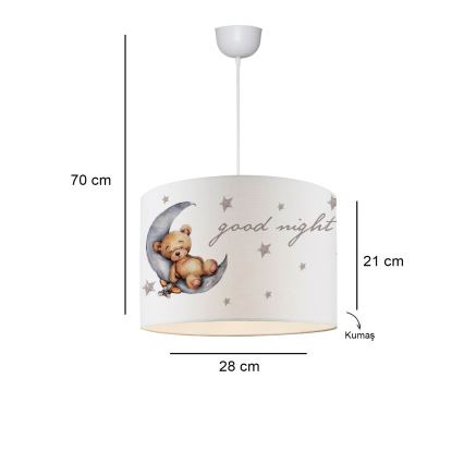 Suspension pour enfants CANDY 1xE27/40W/230V blanche/marron