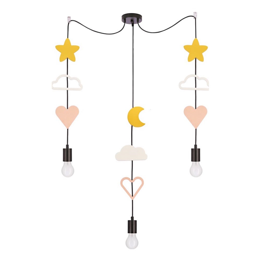 Suspension pour enfants TRIO 3xE27/20W/230V jaune/blanc/rose