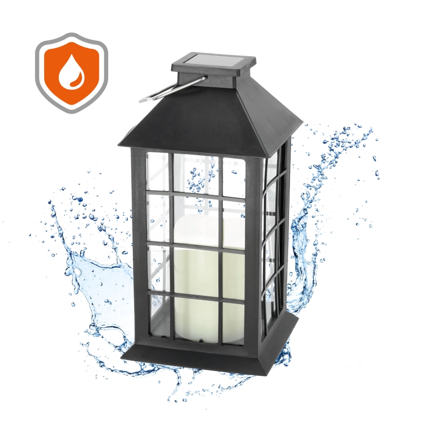 Suspension solaire LED/0,02W/1,2V 1xAA 2700K IP44 200 mAh noir