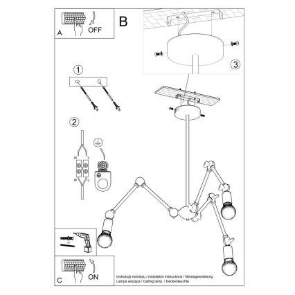 Suspension STARK 3xE27/60W/230V