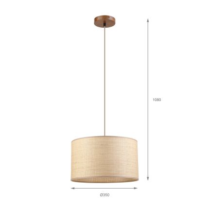 Suspension sur câble AIDA 1x E27/15W/230V Ø 35 cm chêne/raphia