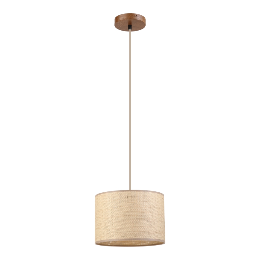 Suspension sur câble AIDA 1xE27/15W/230V Ø 25 cm chêne/rafia