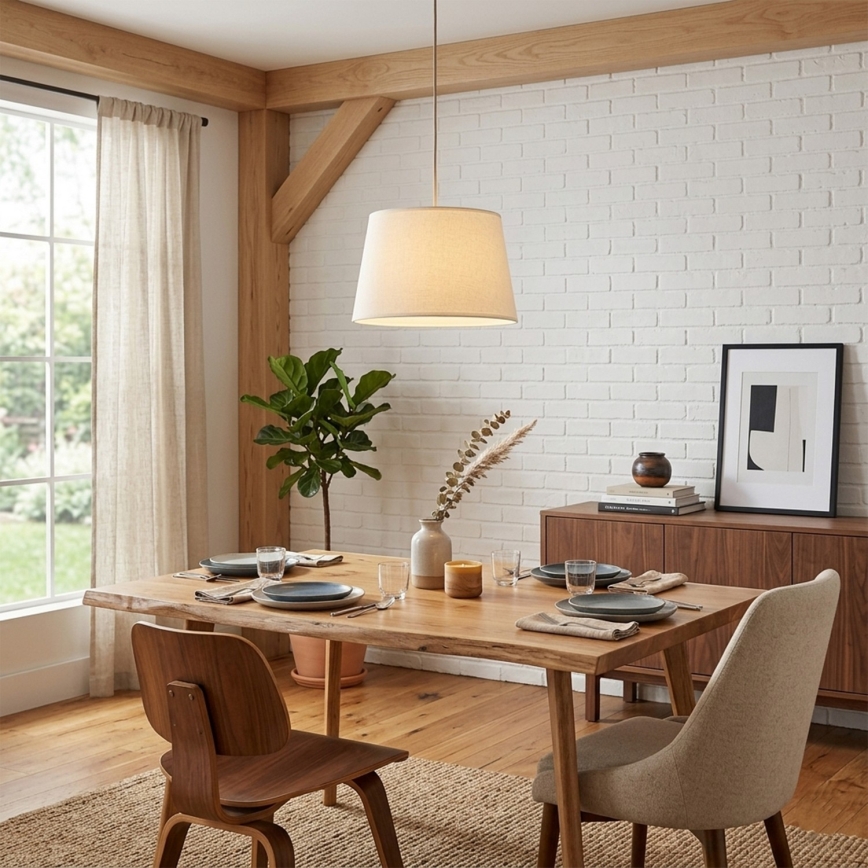 Suspension sur câble AIDA 1xE27/15W/230V Ø 35 cm chêne/crème