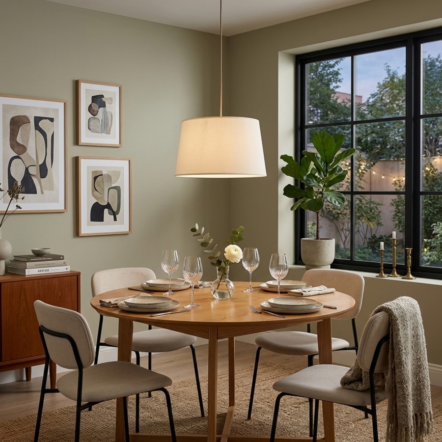 Suspension sur câble AIDA 1xE27/15W/230V Ø 35 cm chêne/crème