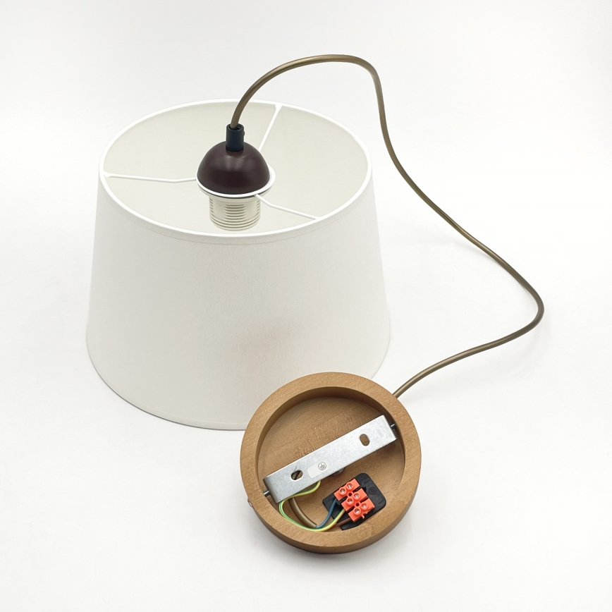 Suspension sur câble AIDA 1xE27/60W/230V Ø 25 cm chêne/marron/blanc