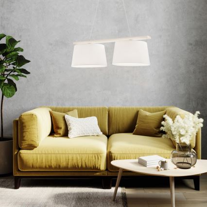 Suspension sur câble AIDA 2xE27/60W/230V Ø 35 cm chêne/blanc