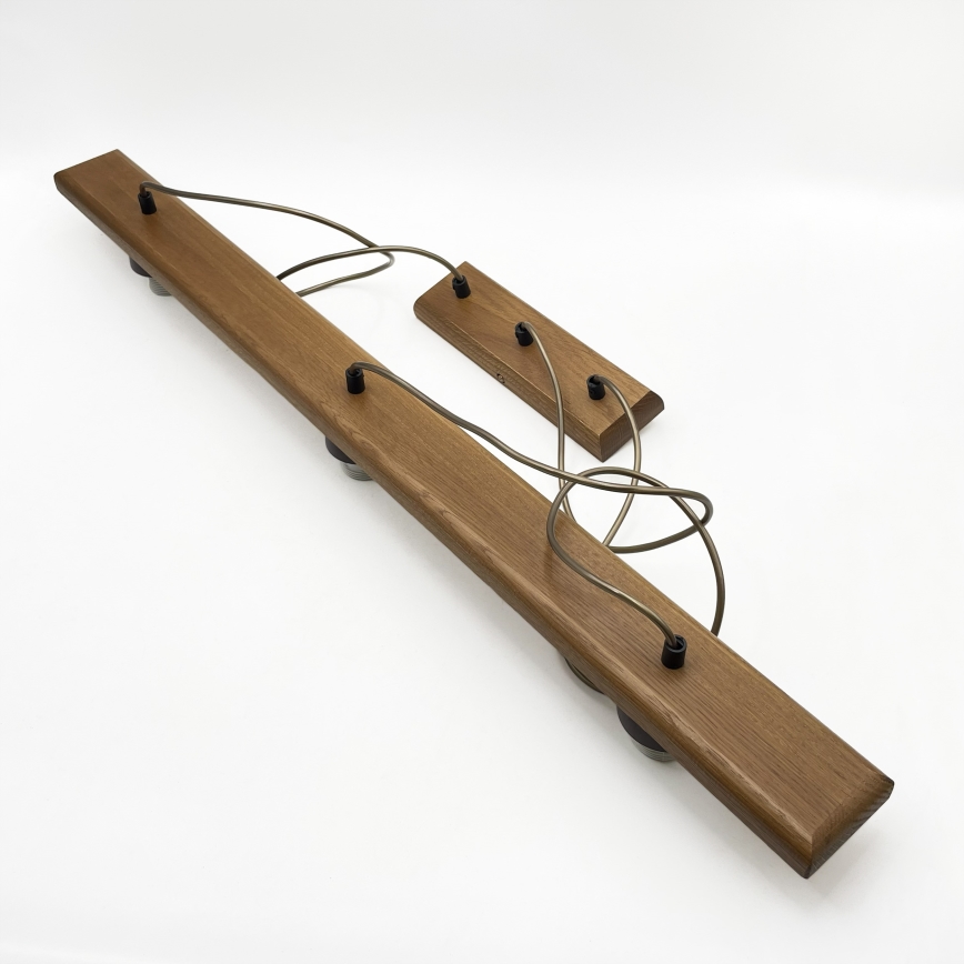 Suspension sur câble AIDA 3xE27/15W/230V Ø 25 cm chêne/raphia