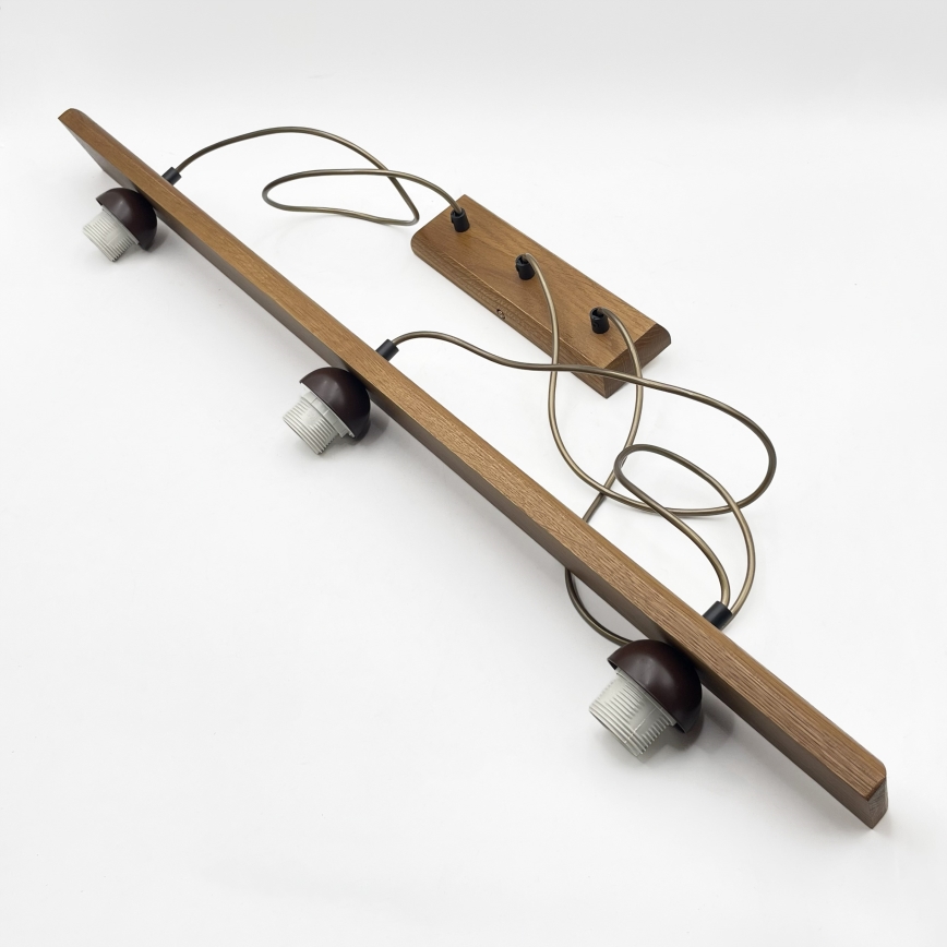 Suspension sur câble AIDA 3xE27/15W/230V Ø 25 cm chêne/raphia